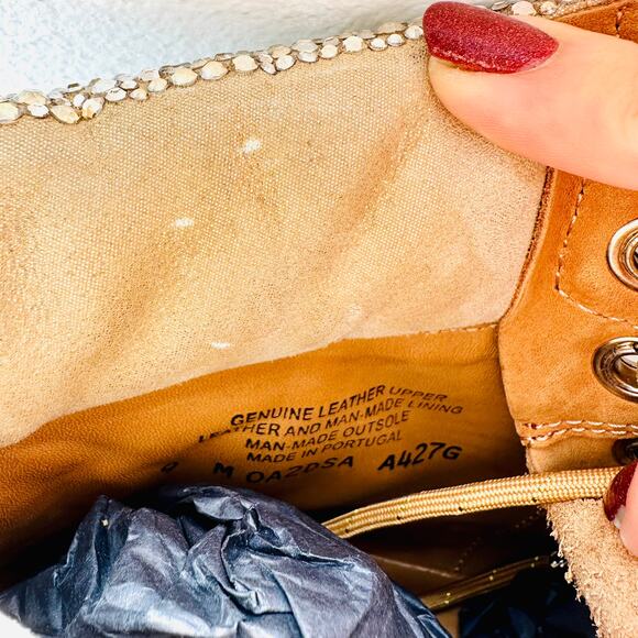 NEW JIMMY CHOO X TIMBERLAND Suede Crystal Encrusted Brown Classic Hiking Boot 9 - Picture 4 of 16